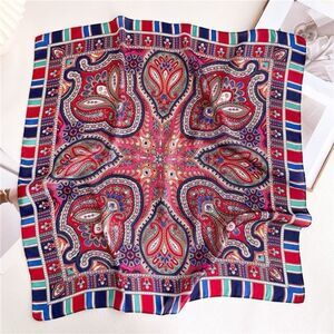 Colorful Paisley Silk Blue Red Green Scarf